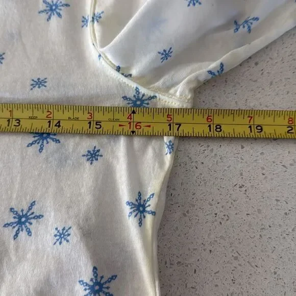 NWOT Free People Quilted Love Long Sleeves Snowflakes Ivory Top Crew Relaxed M - Picture 14 of 15